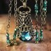 Emerald Blue Necklace Swarovski Green Aqua Crystal Antiqued Gold Handmade Filigree