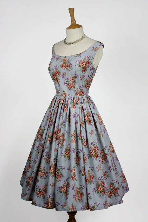 Floral Cotton 1950s Dress
