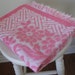 1 Vintage Reversible Bath Towel, Pink and White Cotton Terry Cloth