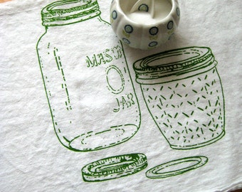 Tea Towel - Screen Printed Flour Sack Towel - Eco Friendly Cotton - Mason Jar - Farmhouse - Kitchen towel - Dish Towel - Classic Flour Sack