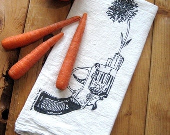 Tea Towel - Screen Printed Flour Sack Towel - Revolver and Daisy - Eco Friendly Cotton Towel - Classic Flour Sack Towel - Kitchen Towel