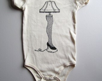 Organic Baby One Piece - Screen Printed Onesie - Leg Lamp - American Apparel - Organic Baby Clothing - Infant One Piece - Baby Bodysuit