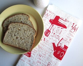 Tea Towel - Screen Printed Tea Towel - Soft Natural Cotton - Absorbent Dish Towel - Flour Sack Towel - Eco Friendly - Vintage Kitchen Towel