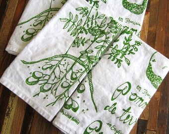 Cloth Napkins - Eco Friendly Dinner Napkins - Screen Printed Cloth Napkins - Reusable - Botanical - Potato - Cotton Cloth Napkins - Table