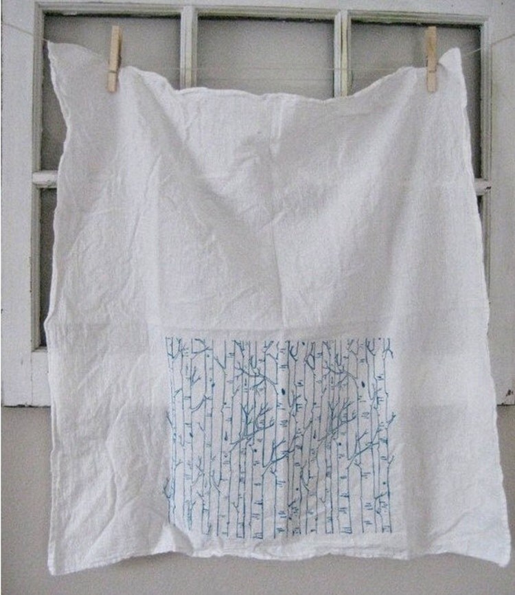 Tea Towel Screen Printed Flour Sack Towel by ohlittlerabbit