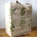 Oversized Recycled Cotton Grocery Bag - Shopper Tote - Reusable and Washable - Eco Friendly - Screen Printed Herbs