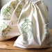 Set of 2 - Screen Printed Reusable Natural Cotton Herbs Produce Bags