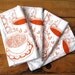 Screen Printed Organic Cotton Breakfast Cloth Napkins - Eco Friendly Dinner Napkins - Mid Century - Reusable
