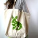 Screen Printed Canvas Tote Bag - Large Recycled Cotton Grocery Bag - Shopper Tote - Reusable and Washable - Bunny Rabbit