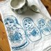 Tea Towel - Screen Printed Organic Cotton Nesting Dolls Flour Sack Towel - Soft and Absorbent - Awesome Kitchen towel