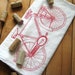 Screen Printed Organic Cotton Bicycle Flour Sack Tea Towel - Eco Friendly Dish Towel