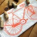 Screen Printed Organic Cotton Bicycle Flour Sack Towel - Awesome Tea Towel for Dishes