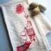 Screen Printed Organic Cotton Revolver and Daisy Flour Sack Towel - Perfect Tea Towel for Dishes - Valentines Day