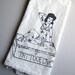 Screen Printed Organic Cotton Flour Sack Tea Towel - Vintage Circus Tattooed Lady - Unique Kitchen Towel for Dishes