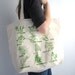 Screen Printed Oversized Recycled Cotton Tote Bag - Eco Friendly Grocery Tote - Garden Herbs - Reusable and Washable - Great for Everyday