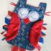 Blue and Red Bandana OWL Ribbon Tag Baby Blanket with Minky Flannel Blankie Lovey Lovie Baby Gift
