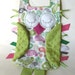 Paisley Print OWL Ribbon Tag Baby Blanket in Pink and Green Minky Blankie Lovey Lovie Baby Gift