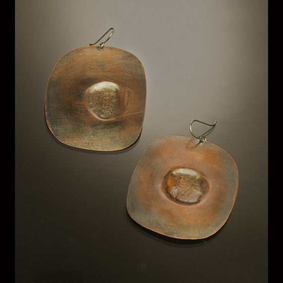 Items similar to Organic copper earrings on Etsy