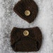 Tweedle Dee Diaper Cover and Hat in Brown