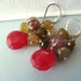 RESERVED for Anita - Hot Fuchsia pink Chalcedony Briolette Watermelon Tourmaline Cluster Earrings. Organic Trendy. Birthstone earrings