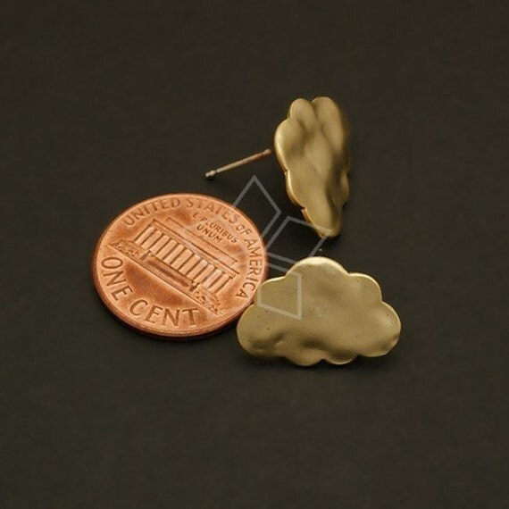 SI363MG / 4 Pcs Cloud Earring Findings Matte Gold Plated
