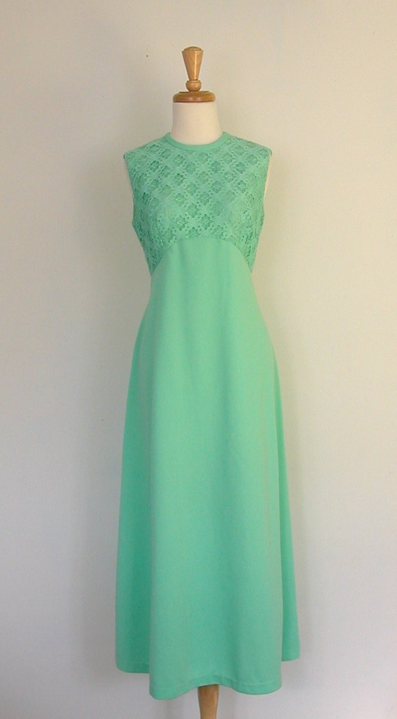 Green Party Dress - vintage 60s lace maxi dress med lg RESERVED