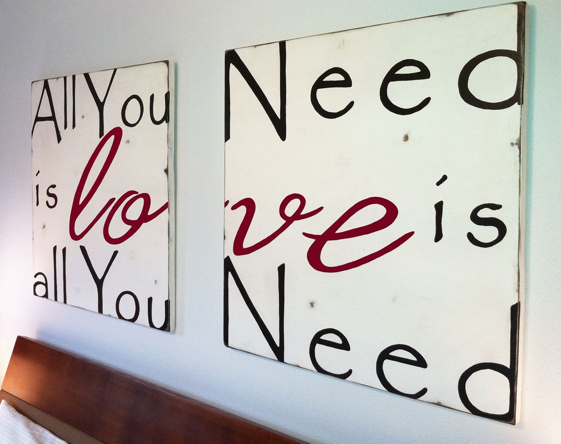 Download HUGE All You Need Is Love Wood Sign Typography Word Art