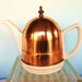 Vintage Teapot White Ceramic with Copper Cozy