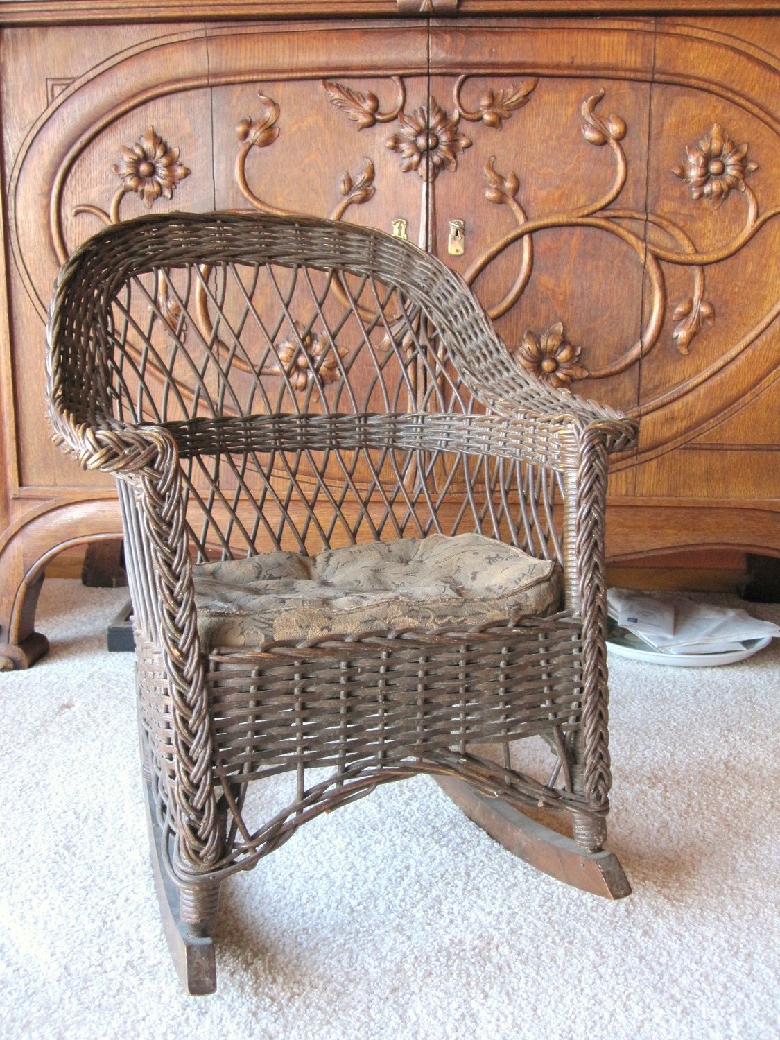 Antique Wicker Rocking Chair Childs Rocking By Ameliarosevintage