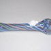 Glass Pipe, White Turtle Pipe with Colored Stripes and Magnifiers, 60 grams and 5 1/2 inches