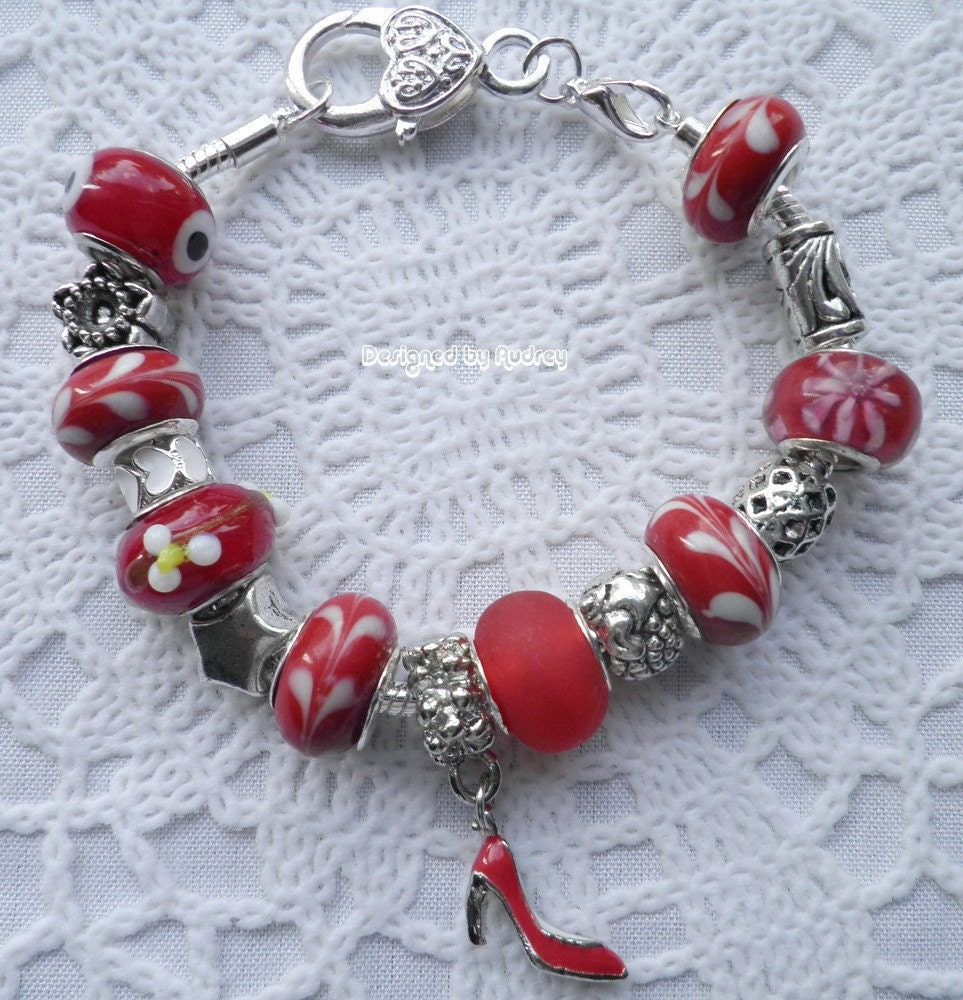 Ruby Red Shoe Pandora Charm Bracelet