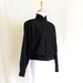 Vintage 1970s Black Silky Cropped Blouse Tunic Shirt Sz 4
