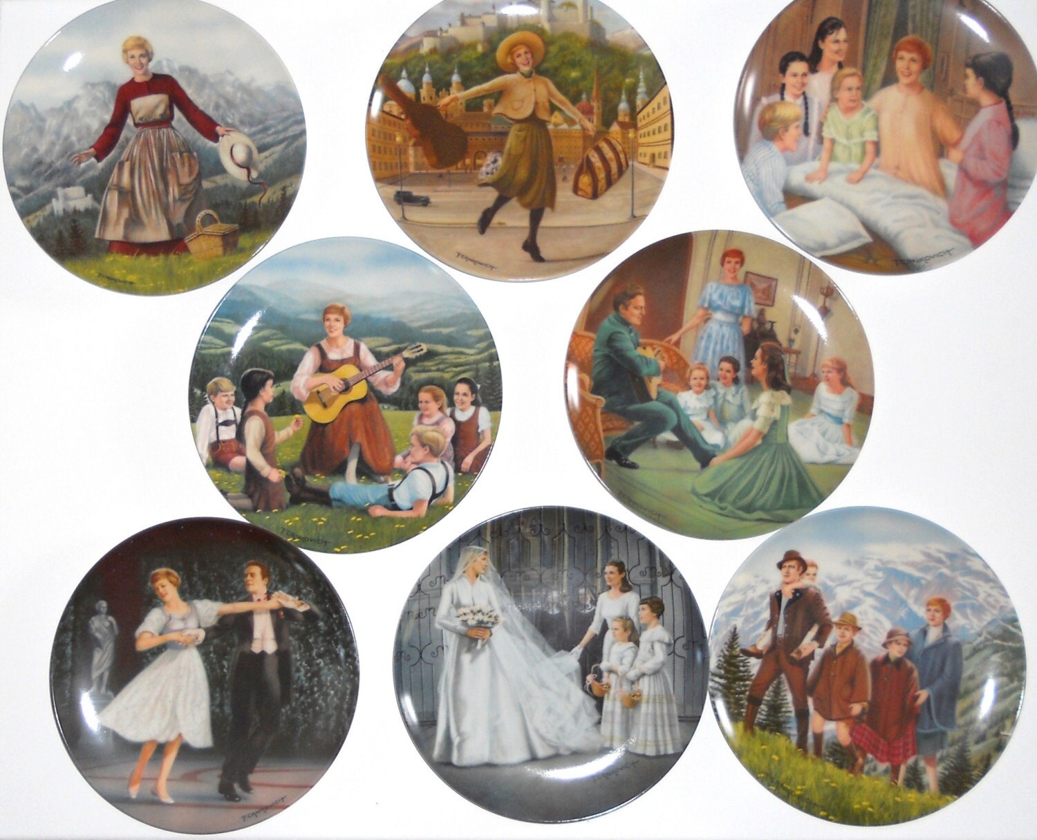 Sound of Music Collector Plates Set of 8 Vintage 1986