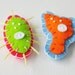 40% OFF SALE - Neon Microbe Magnet Pair - Amoeba and Paramecium Felt Magnets - Science Biology Microbiology Geeky