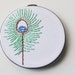 Modern Peacock Feather - Hand Sewn Embroidery Hoop Art - Bohemian Natural Boho Chic
