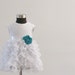 Elegant gentle white party dress with big flower photo prop glamour vintage style size from 2T to 6 y.o.