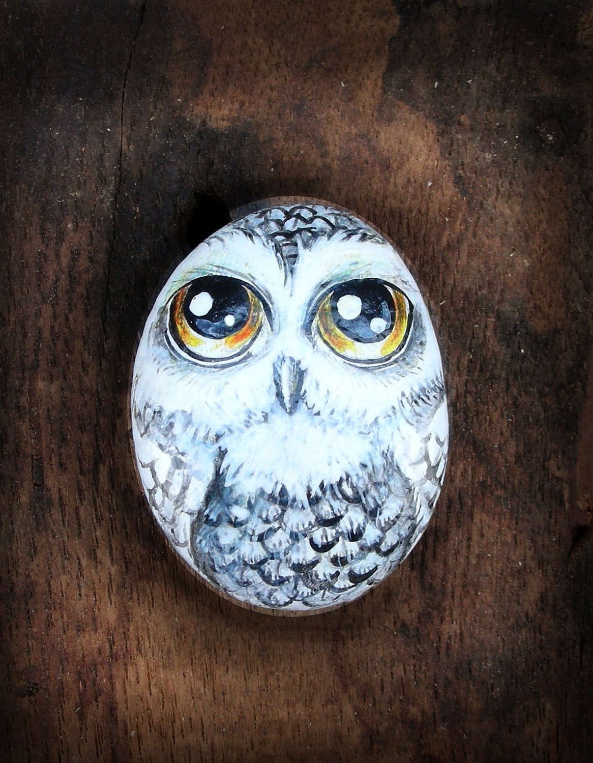 Owl No.4 Handpainted magnet rock painting painted stone