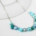 Light Teal Blue Pearl Beaded Charm Necklace - Caribbean Blue