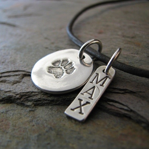 Personalized Artisan PMC Jewelry Pet Pawprint Fine Silver