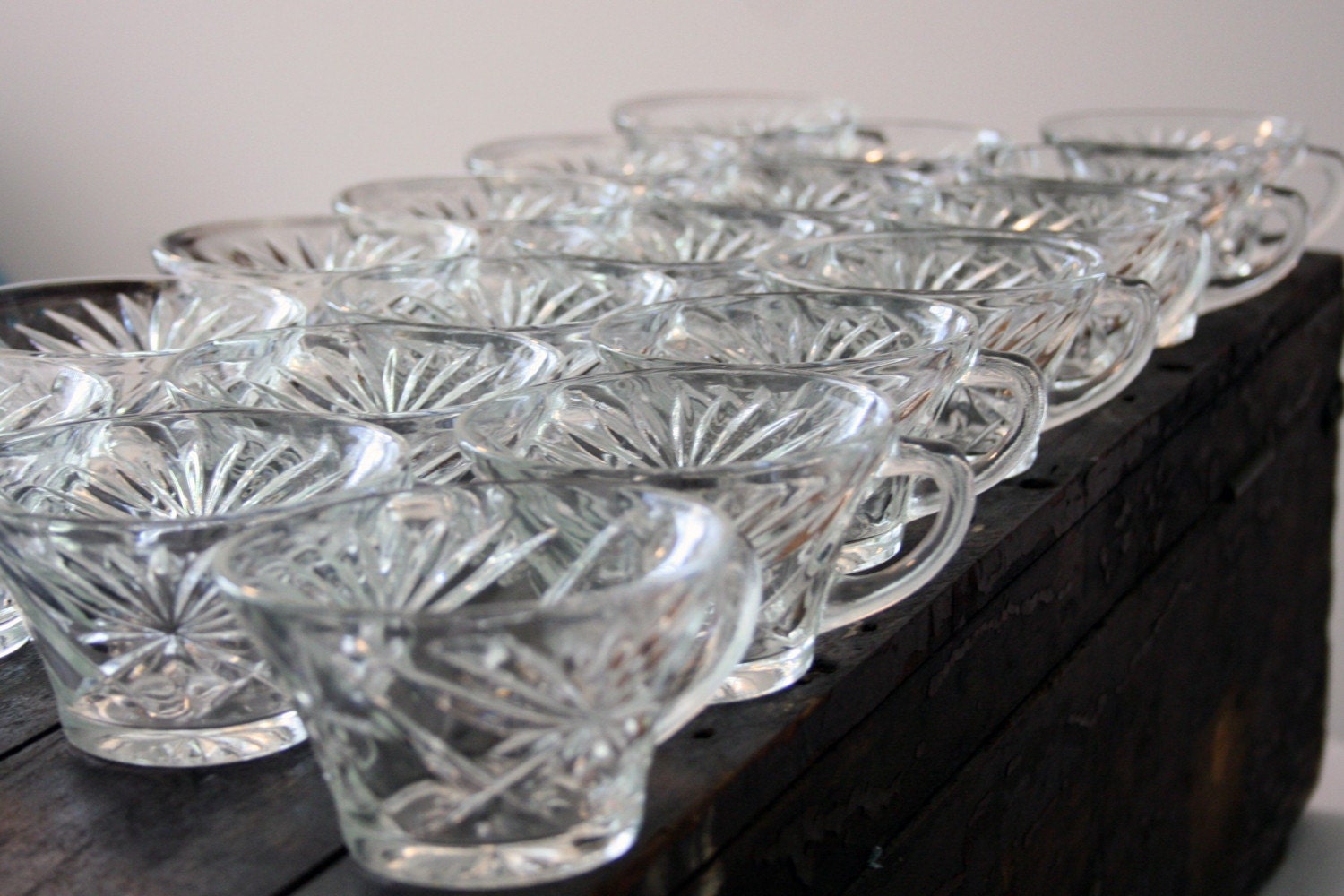 vintage cut / pressed glass punch cups 19