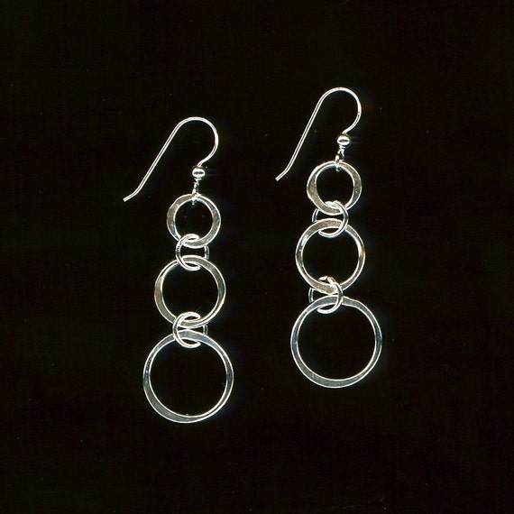 Items similar to Dangle Sterling Silver Chain Link Earrings Large ...