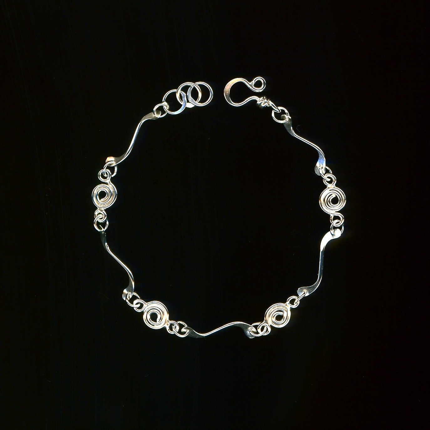 Spiral Metal Wire Bracelet Sterling Silver Chain Link Spirals