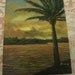 Signed Vintage Original Oil Painting - Tropical Sunset