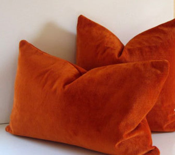 orange pillow 14 x 22 inch decorative pillow vintage orange velvet retro - Orange Decorative Pillows orange pillow 14 x 22 inch decorative pillow vintage orange velvet retro - Orange Decorative Pillows