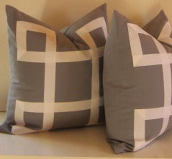 Set of Two Gray Pillows 22 inch Decorative Pillows