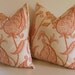 Set of Two - Decorative Pillows - 20 inch - Duralee Lucinda 3 Melon - Persimmon - Orange - Cream - Paisley - Floral - ready to ship