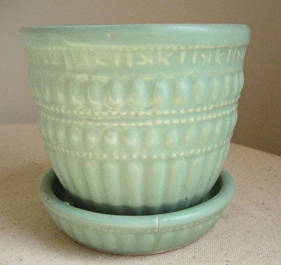 Vintage McCoy Pottery Flower Pot Mint Green