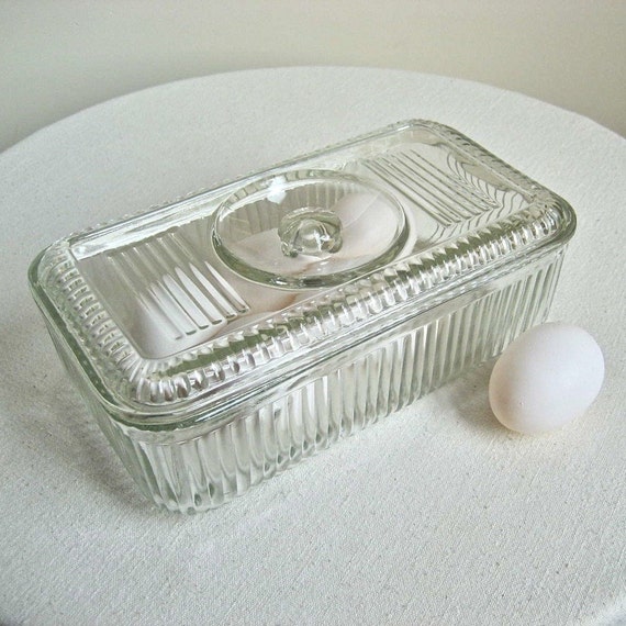 Vintage Glass Refrigerator Storage Box