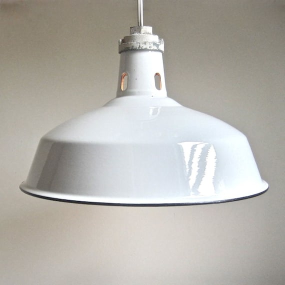 Vintage Enameled Gas Station Lighting Fixture