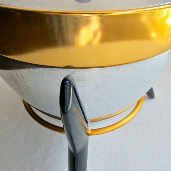 Vintage Aluminum Ice Bucket on Stand circa 1960